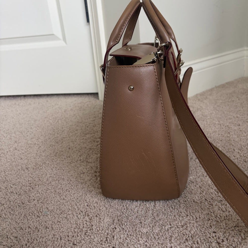 Kate Spade Tan Satchel Purse with Flaws - Picture 10 of 13